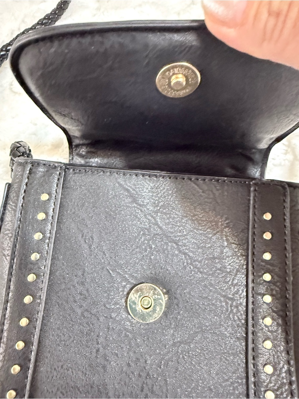 Sam and Hadley Black Studded Crossbody Bag with Braided Strap - NWOT - Picture 9 of 16